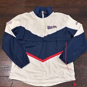 Chicago White Sox Retro 1/4 Zip Pullover Jacket Windbreaker Mens Medium Lined